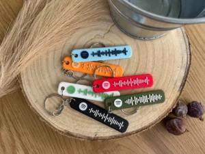 Personalised Spotify-code keychain – main view, 3D-printed product by PRINEN